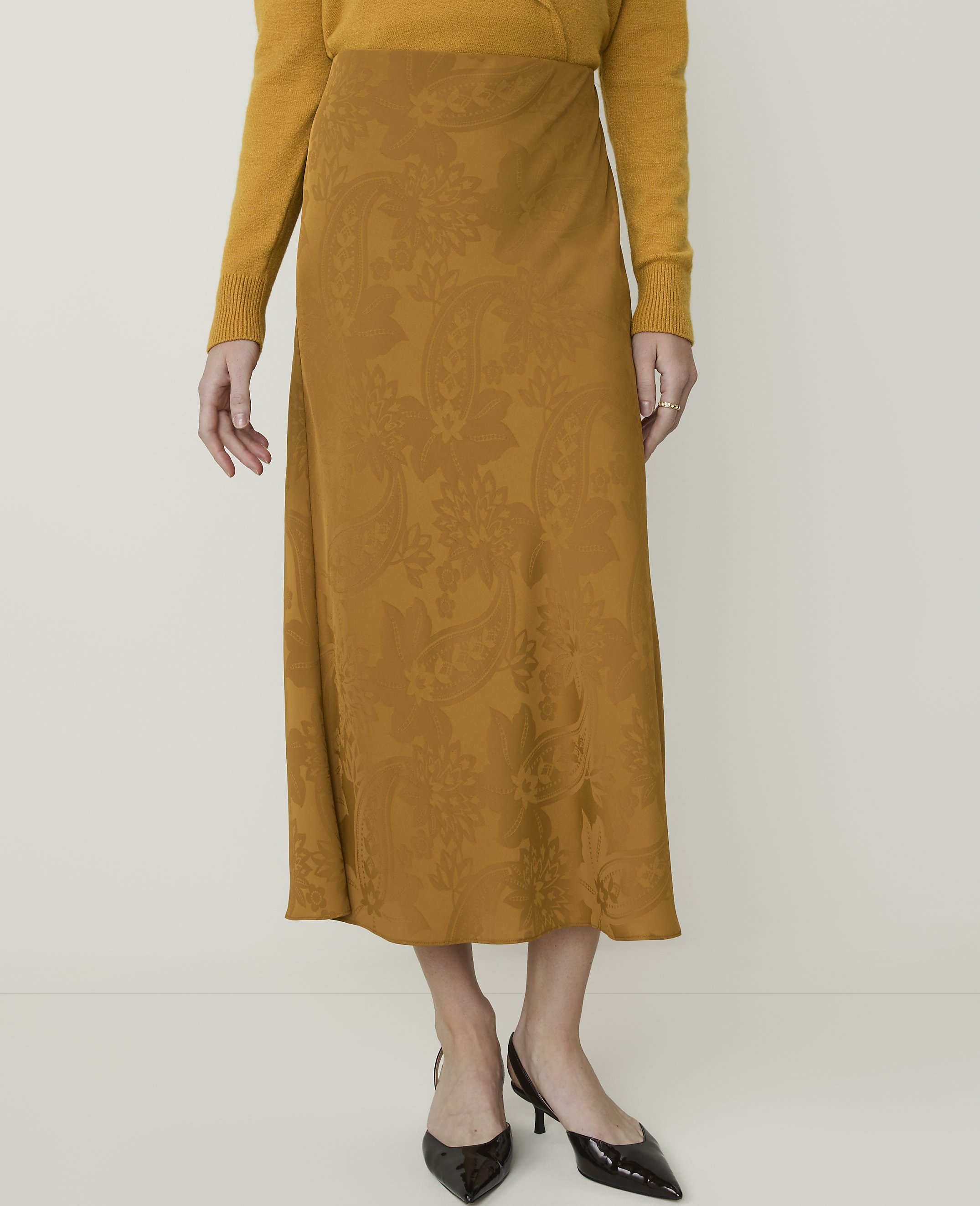 Paisley Jacquard Midi Slip Skirt - thumbnail 3