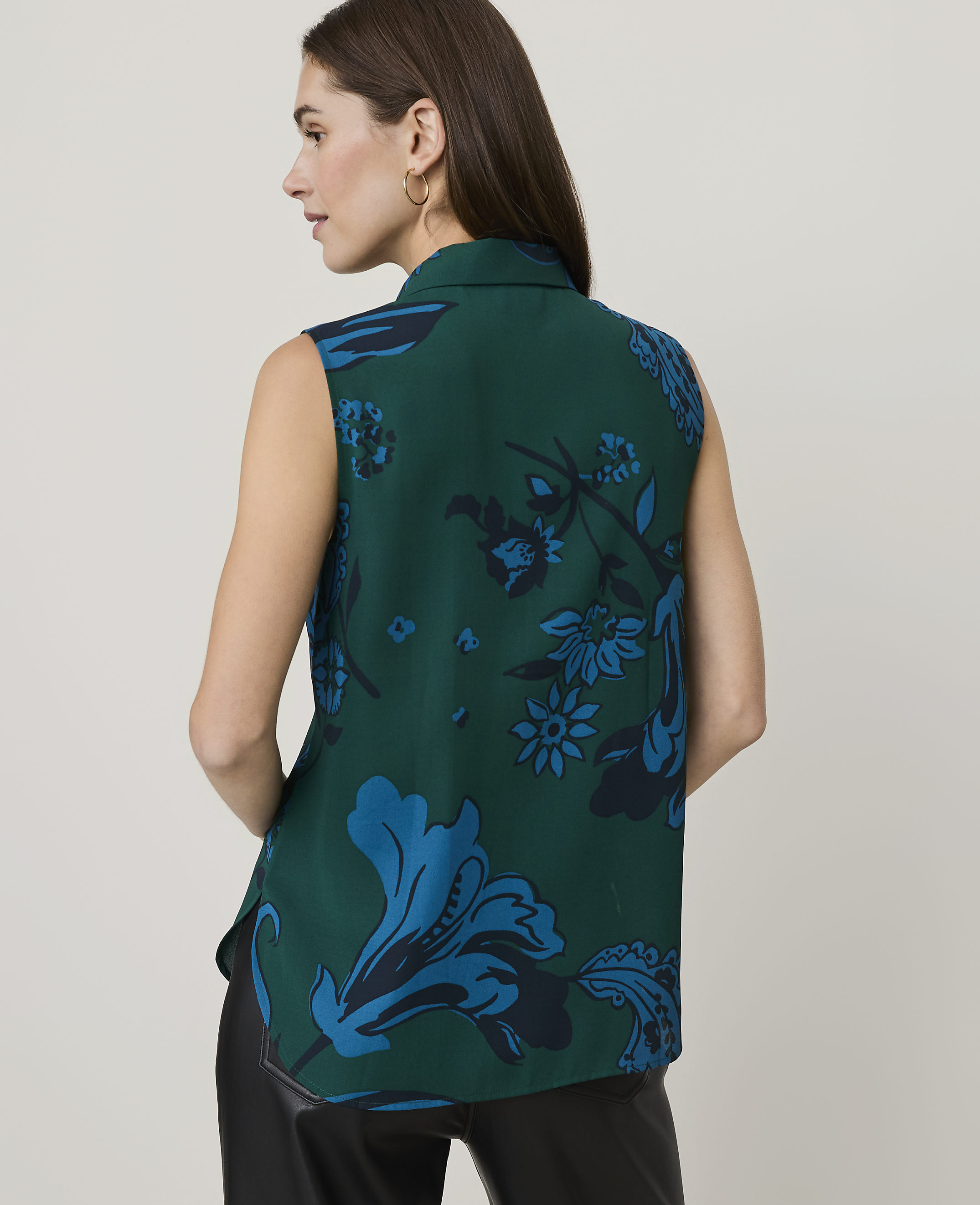 Paisley Shirred Sleeveless Shirt - thumbnail 3