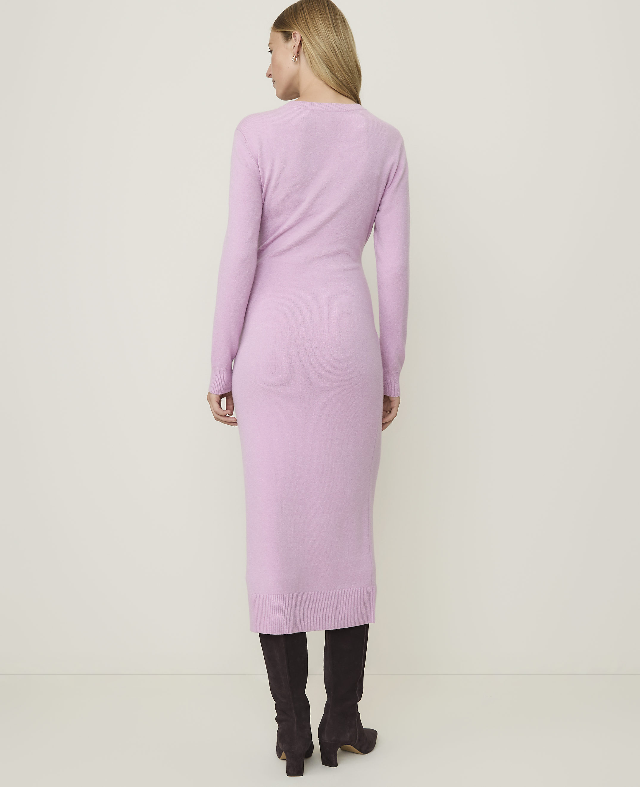 Tie Waist Midi Sweater Dress - thumbnail 3