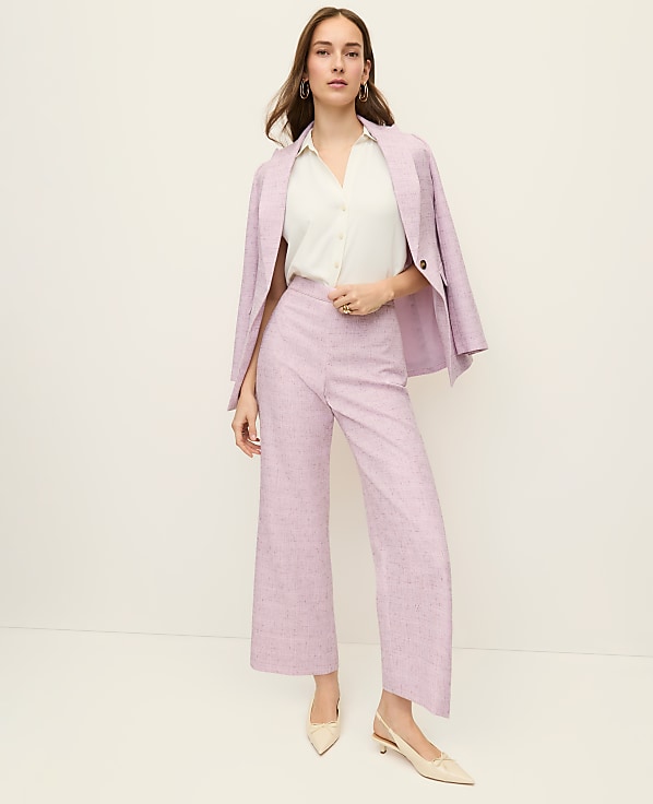 The Side Zip Straight Pant in Tweed
