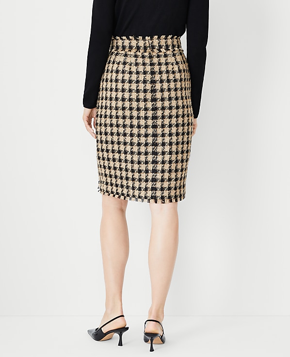 Petite Fringe Tweed Wrap Pencil Skirt