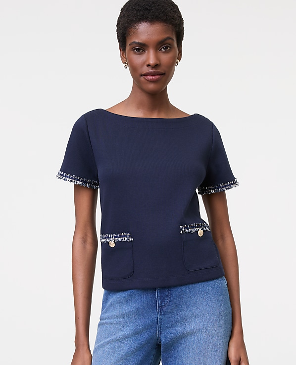 Denim Trim Top