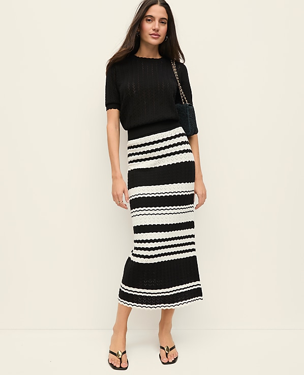 Striped Woven Midi Skirt
