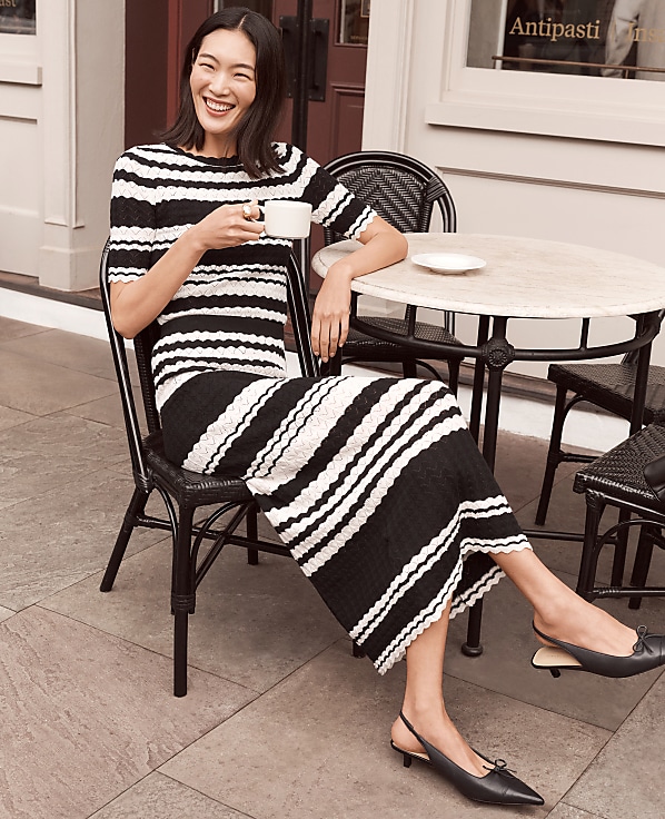 Striped Pointelle Sweater Tee