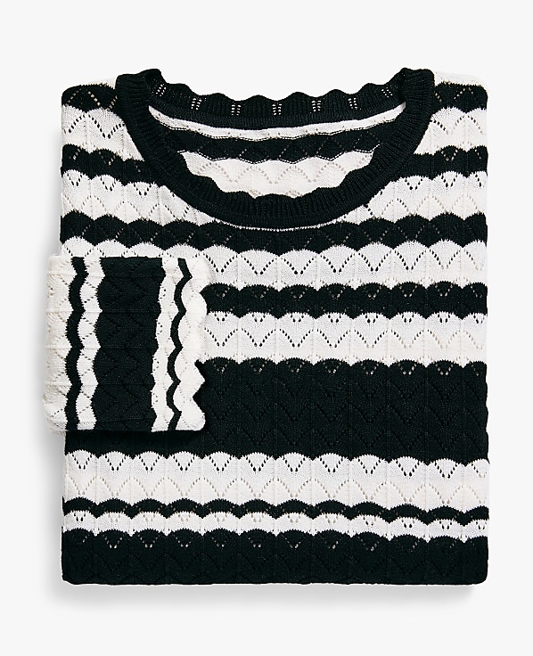 Striped Pointelle Sweater Tee
