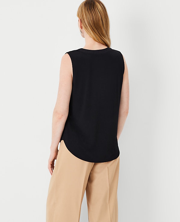 Mixed Media Pleat Front Top