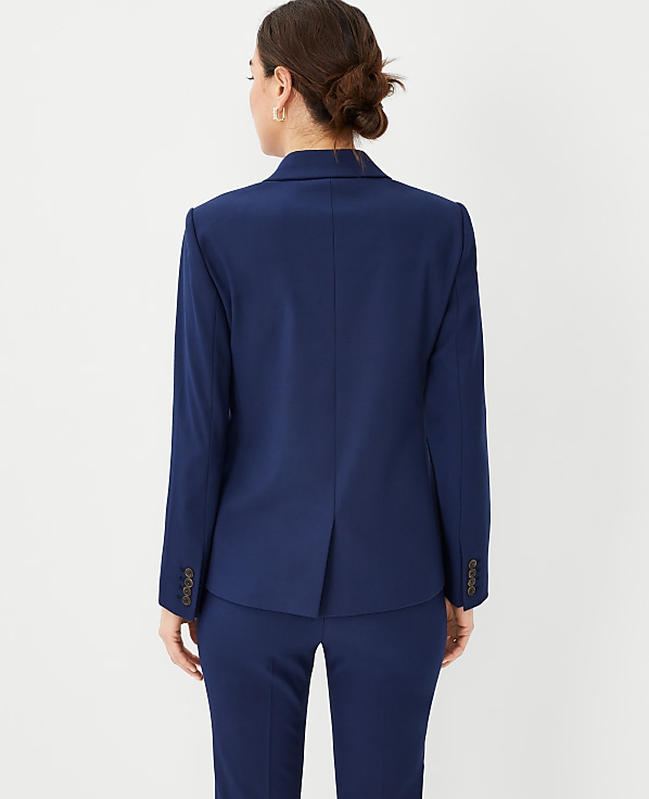 The Petite Long Single Button Blazer in Bi-Stretch