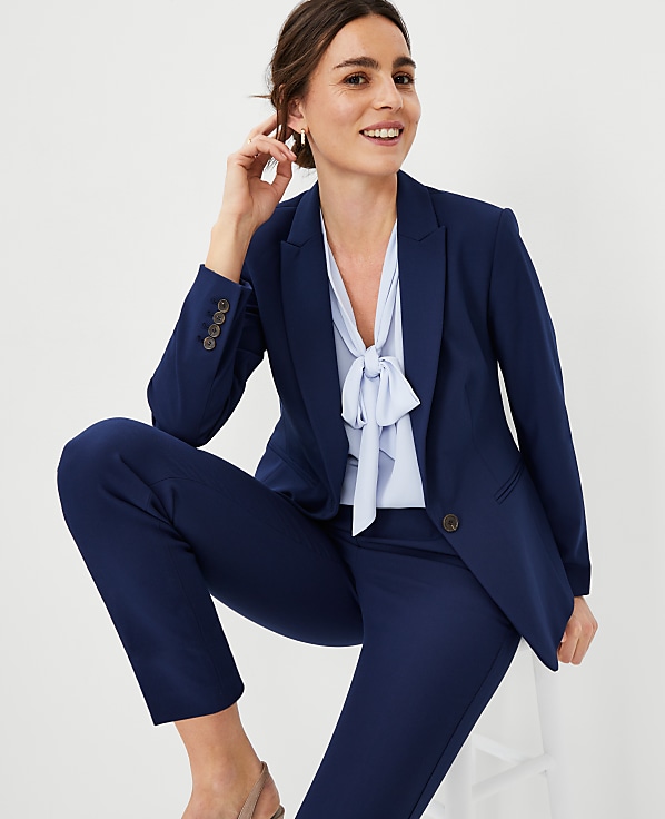 The Long Single Button Blazer in Bi-Stretch