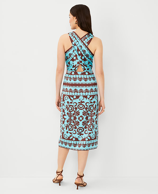 Scarf Print Sleeveless Wrap Dress