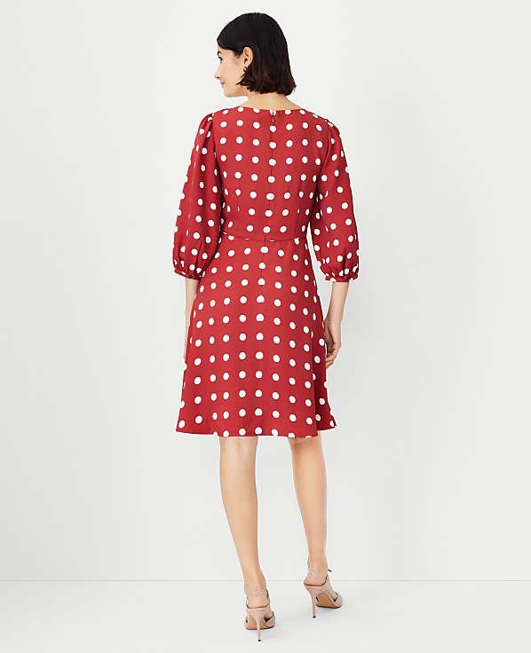Dotted Boatneck Flare Dress