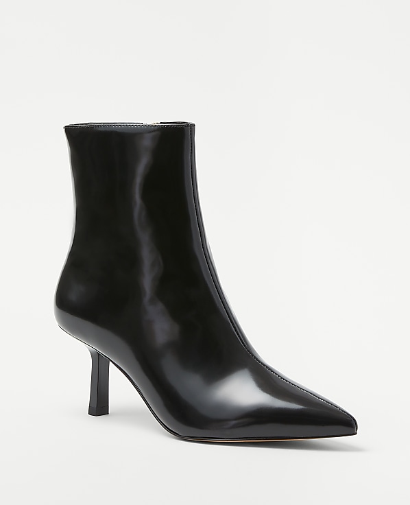 Sculptural Heel Box Leather Booties