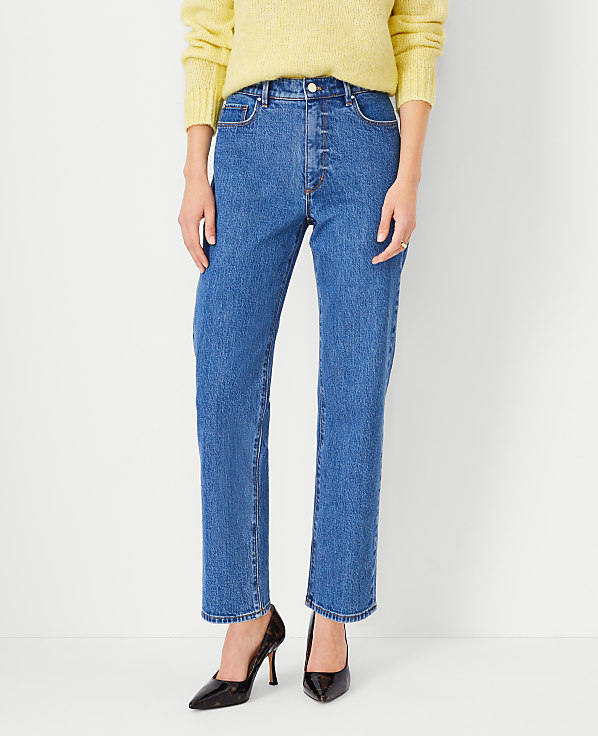 High Rise Straight Jeans in Vintage Mid Indigo Wash - Curvy Fit