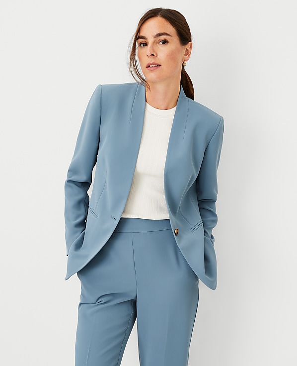 The Long Cutaway Blazer in Fluid Crepe