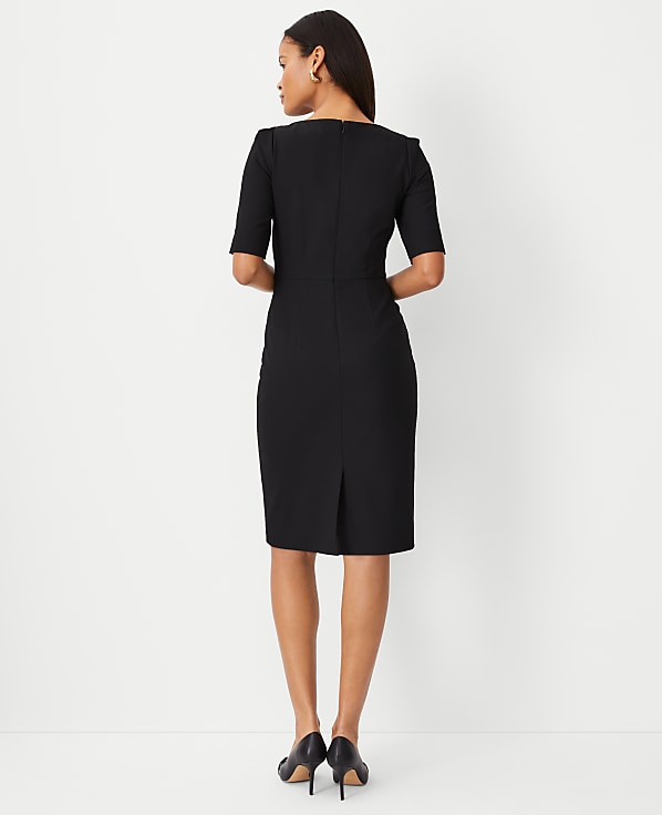 The Elbow Sleeve Square Neck Dress in Seasonless Stretch &mdash; Curvy Fit
