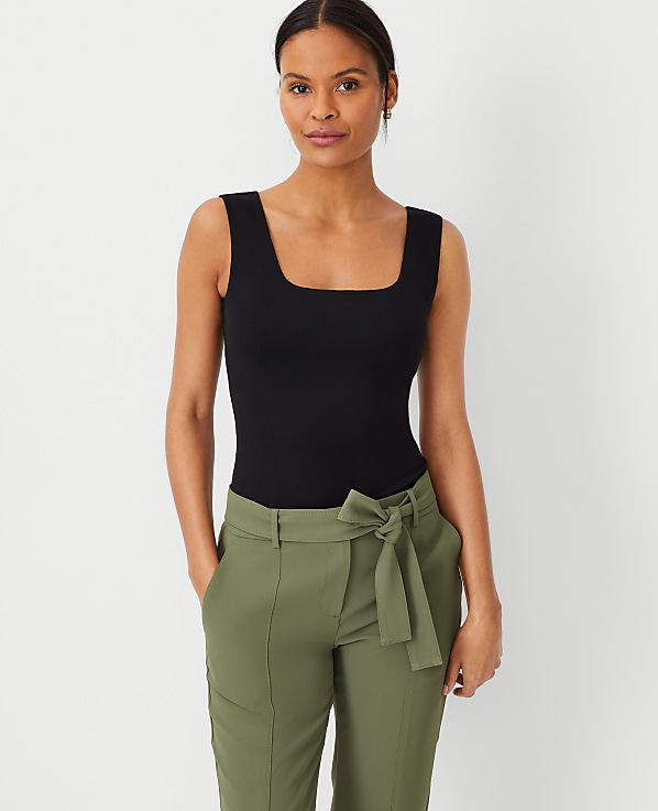 Petite Refined Knit Square Neck Tank Top