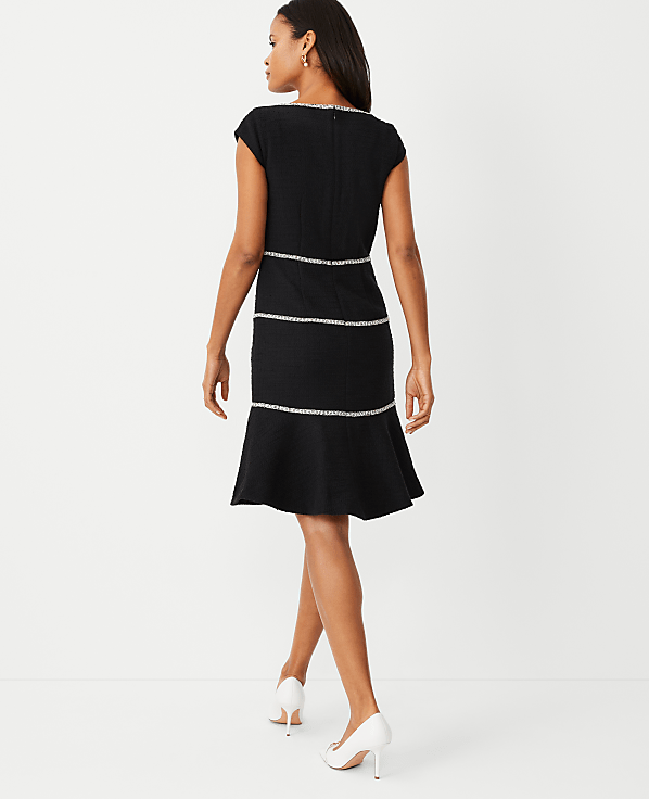 Petite Tweed Tiered Flare Dress
