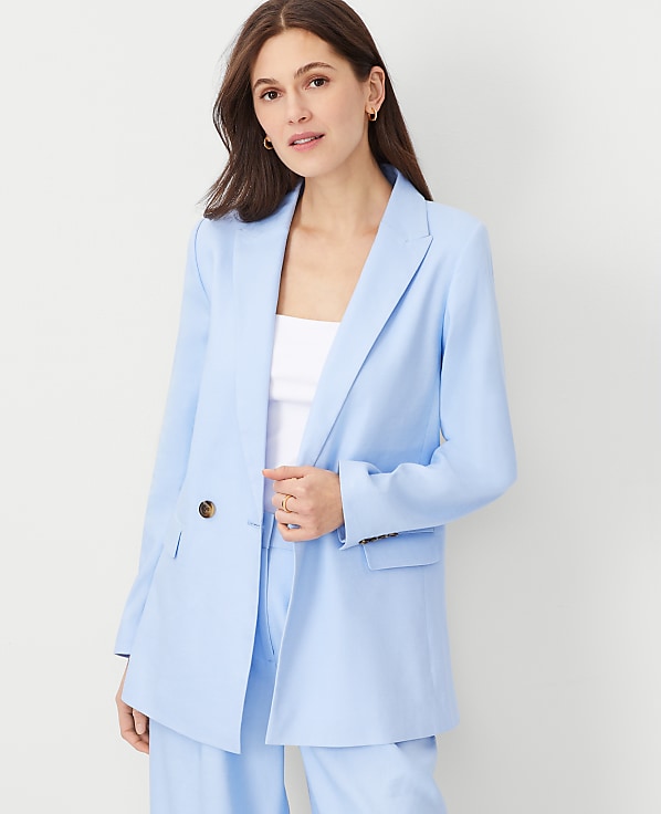 The Oversized Peak Lapel Blazer in Linen Blend