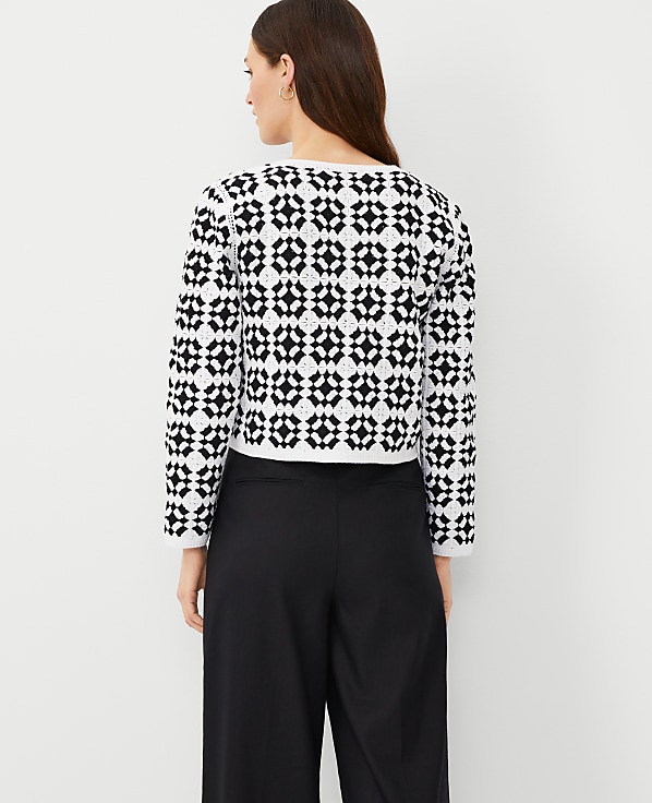Petite Geo Crochet Cardigan