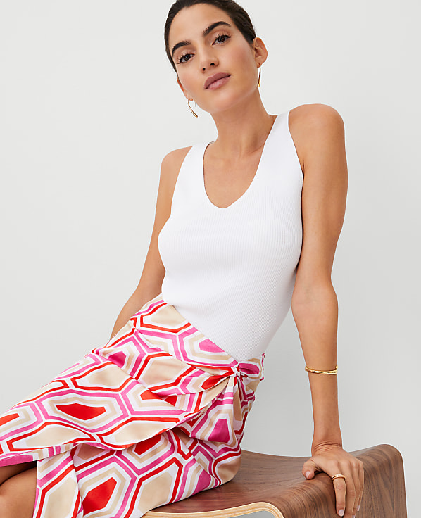 Petite Geo Knot Wrap Pencil Skirt