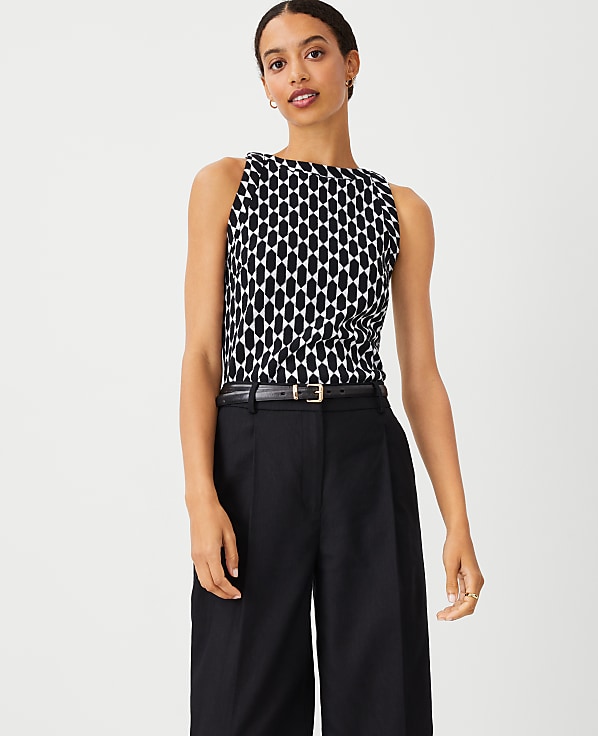 Petite Geo Textured Banded Tank Top