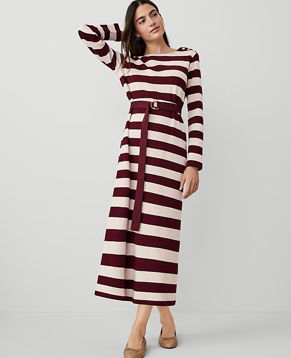 Weekend Collection Striped Knit Column Midi Dress