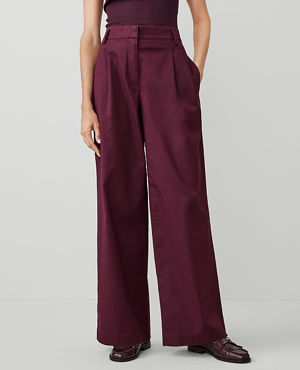 Weekend Collection Topstitched Wide-Leg Pant