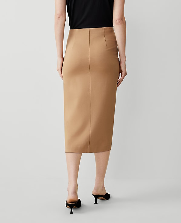Ponte Pull-On Slit Pencil Skirt