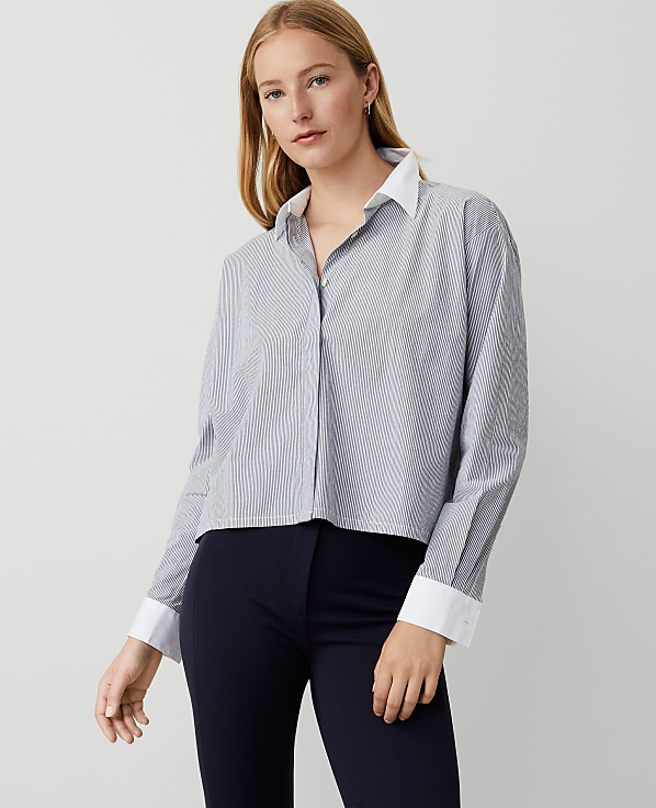 Weekend Collection Striped Cotton Blend Shirt