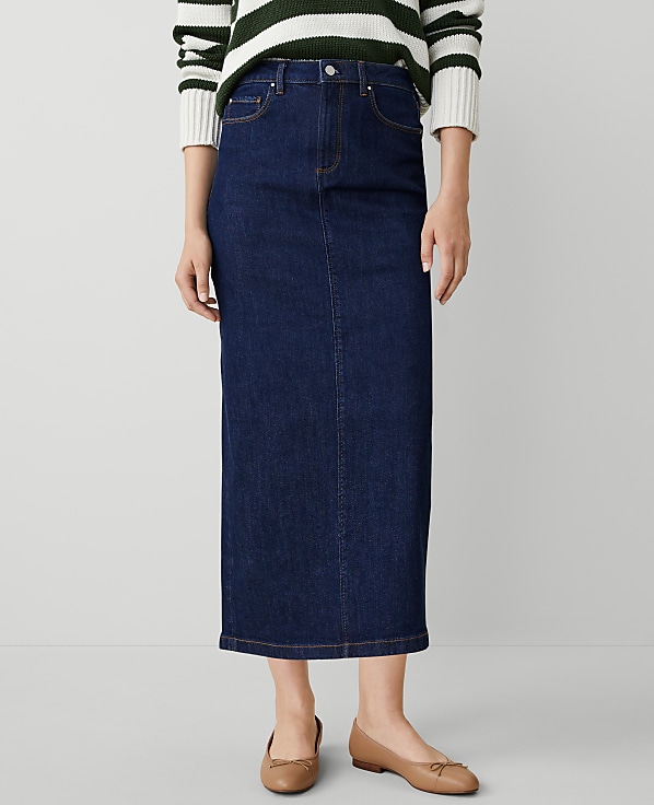 Weekend Collection High Rise Denim Column Skirt