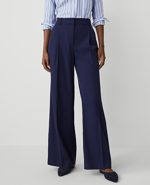 The Pleated Wide-Leg Pant in Textured Drape