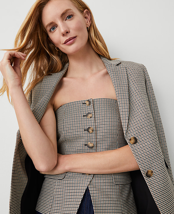 Petite Houndstooth Strapless Vest