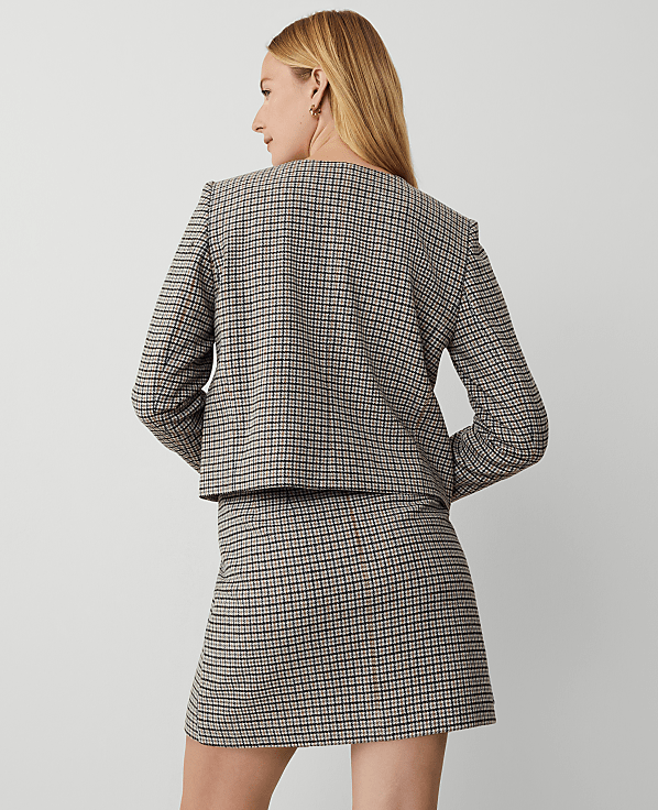 Checked Double Breasted Patch Pocket Jacket
