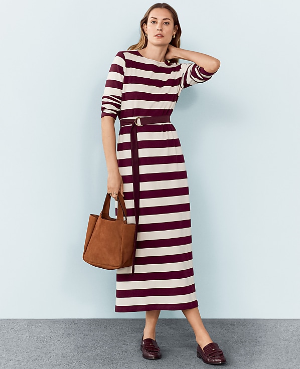 Weekend Collection Striped Knit Column Midi Dress