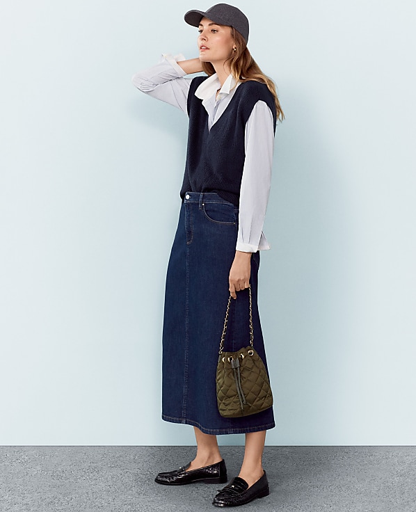 Weekend Collection High Rise Denim Column Skirt