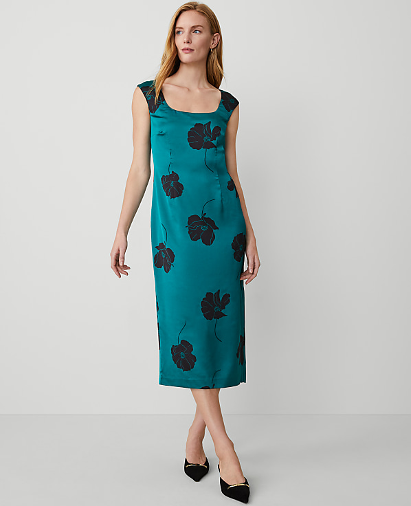 Floral Square Neck Column Maxi Dress