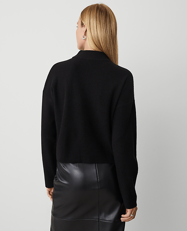 Mock Neck Ribbed Sweater