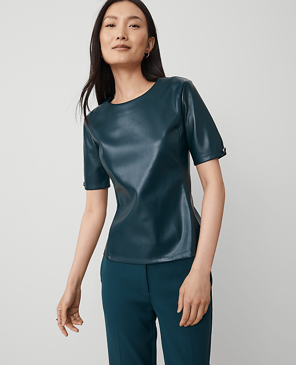 Faux Leather Peplum Top