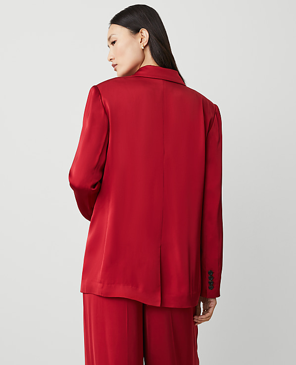 The Petite Longline Blazer in Satin