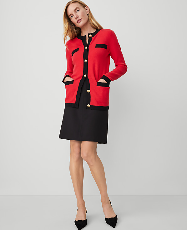 Contrast Trim Boyfriend Cardigan