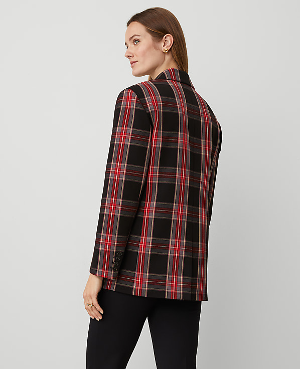 Plaid Relaxed Double Breasted Blazer