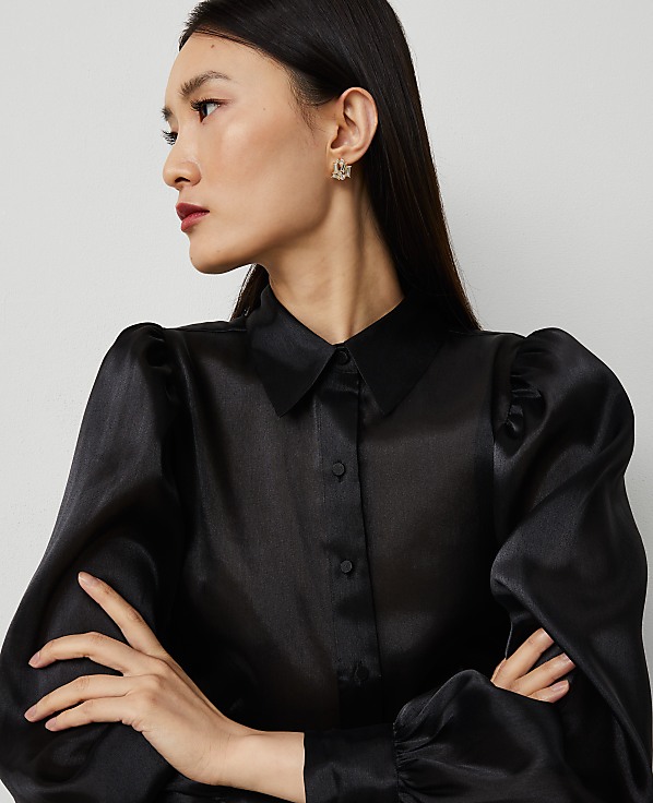 Organza Voluminous Collared Shirt