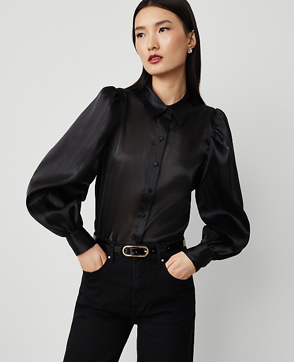 Organza Voluminous Collared Shirt