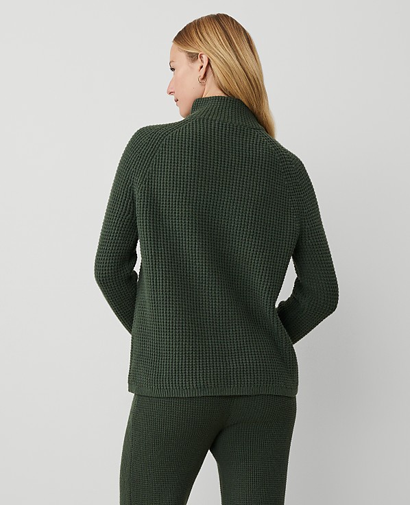Petite Weekend Collection Waffle Zip Sweater
