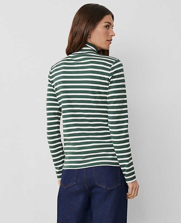 Weekend Collection Striped Turtleneck Top
