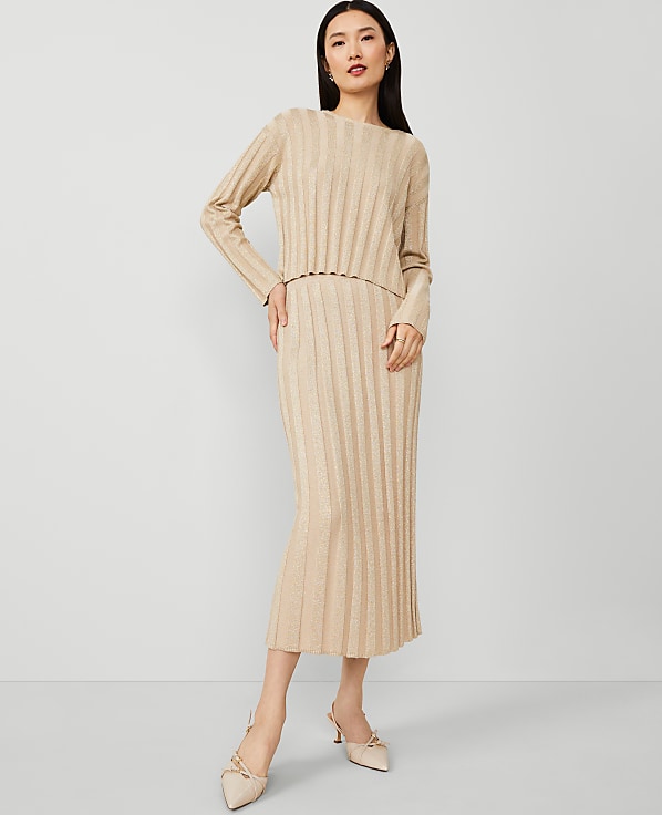 Shimmer Ribbed Sweater Skirt