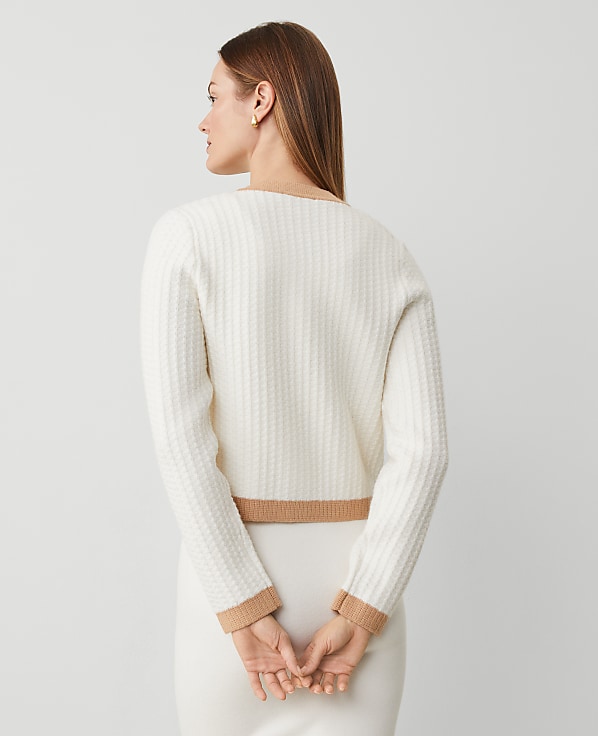 Textured-Stitch Sweater Jacket