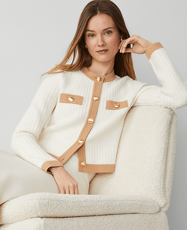 Textured-Stitch Sweater Jacket