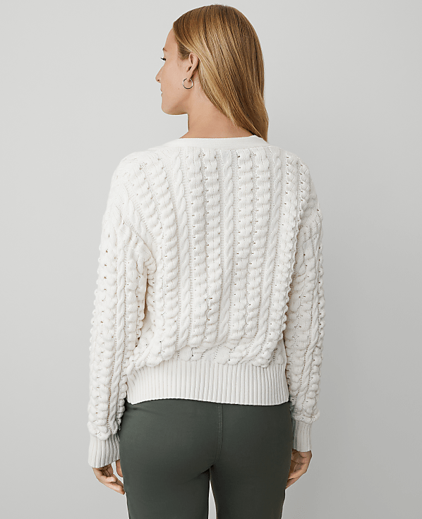 Petite Weekend Collection Stitched V-Neck Cardigan