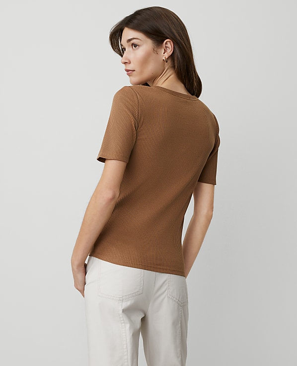 Weekend Collection Ribbed Henley Top