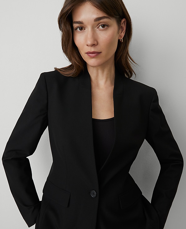 The Collarless Blazer in Seasonless Stretch